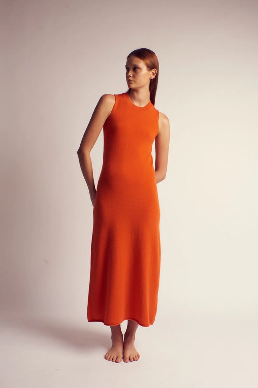 Ximena Cashmere Knitted A-Line Dress-Dress-Leap Concept-XS-Orange-Urbanheer