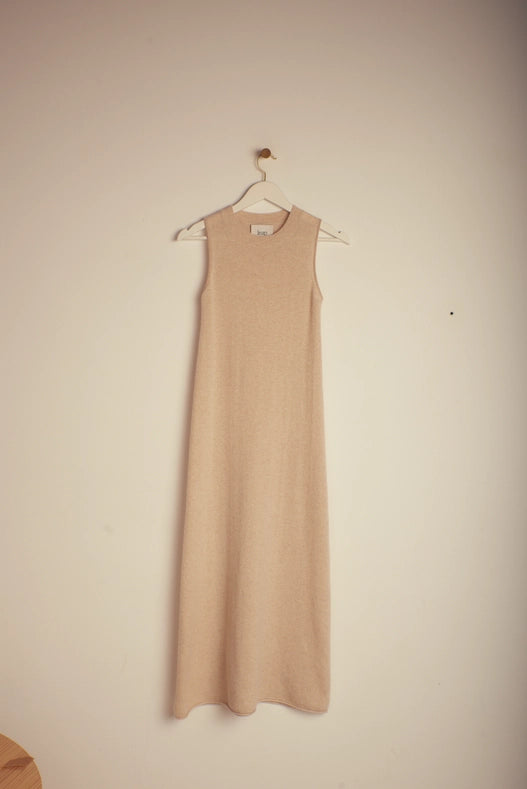 Ximena Cashmere Knitted A-Line Dress Ecru-Dress-Leap Concept-XS-Ecru-Urbanheer