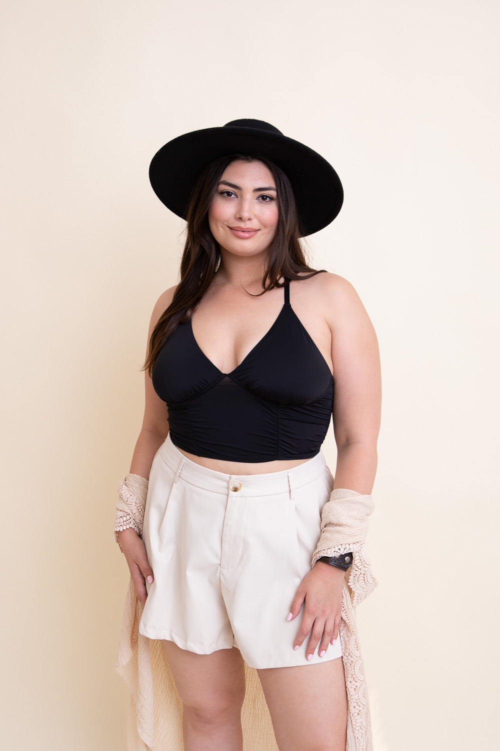 Ruched Bralette Plus-Periwinkle Aether-Black-Urbanheer