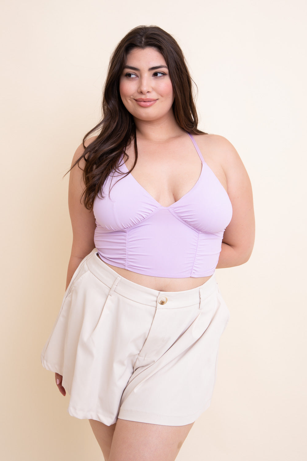 Ruched Bralette Plus-Periwinkle Aether-Black-Urbanheer