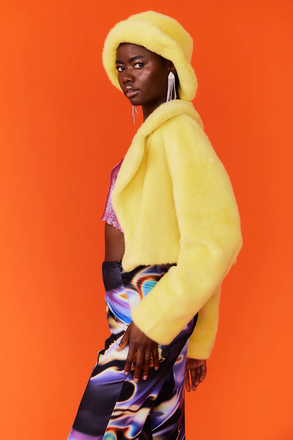 Yellow Faux Fur Bucket Hat-Hats-Buy Me Fur Ltd-One Size-Yellow-Faux Fur-Urbanheer