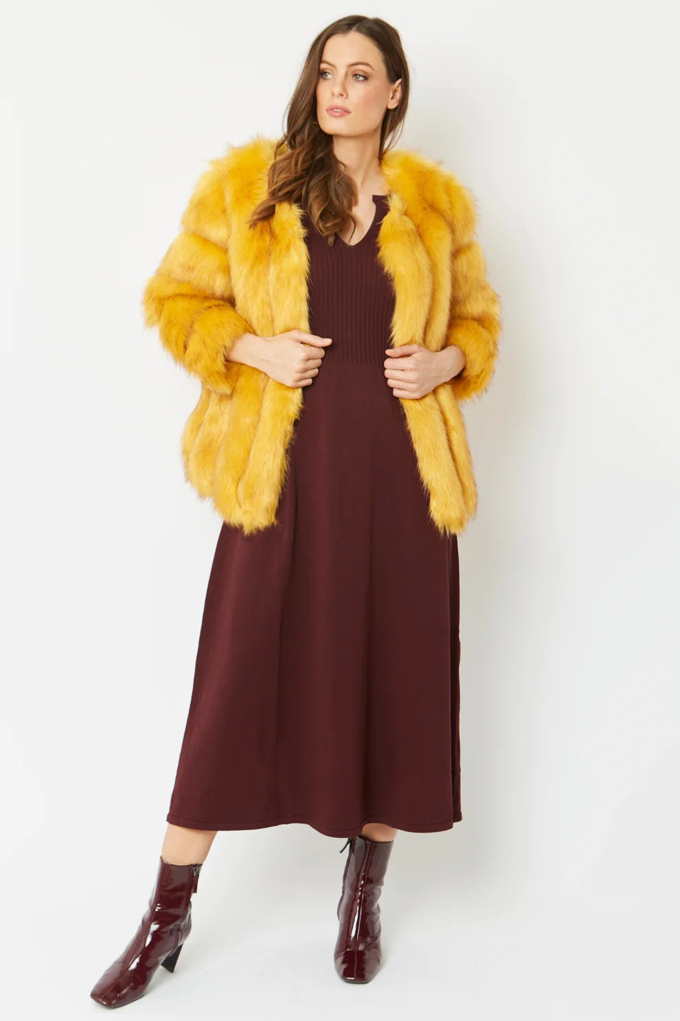 Yellow Faux Fur Coat-Faux Fur Coats-Buy Me Fur Ltd-One Size-Yellow-Faux Fur-Urbanheer
