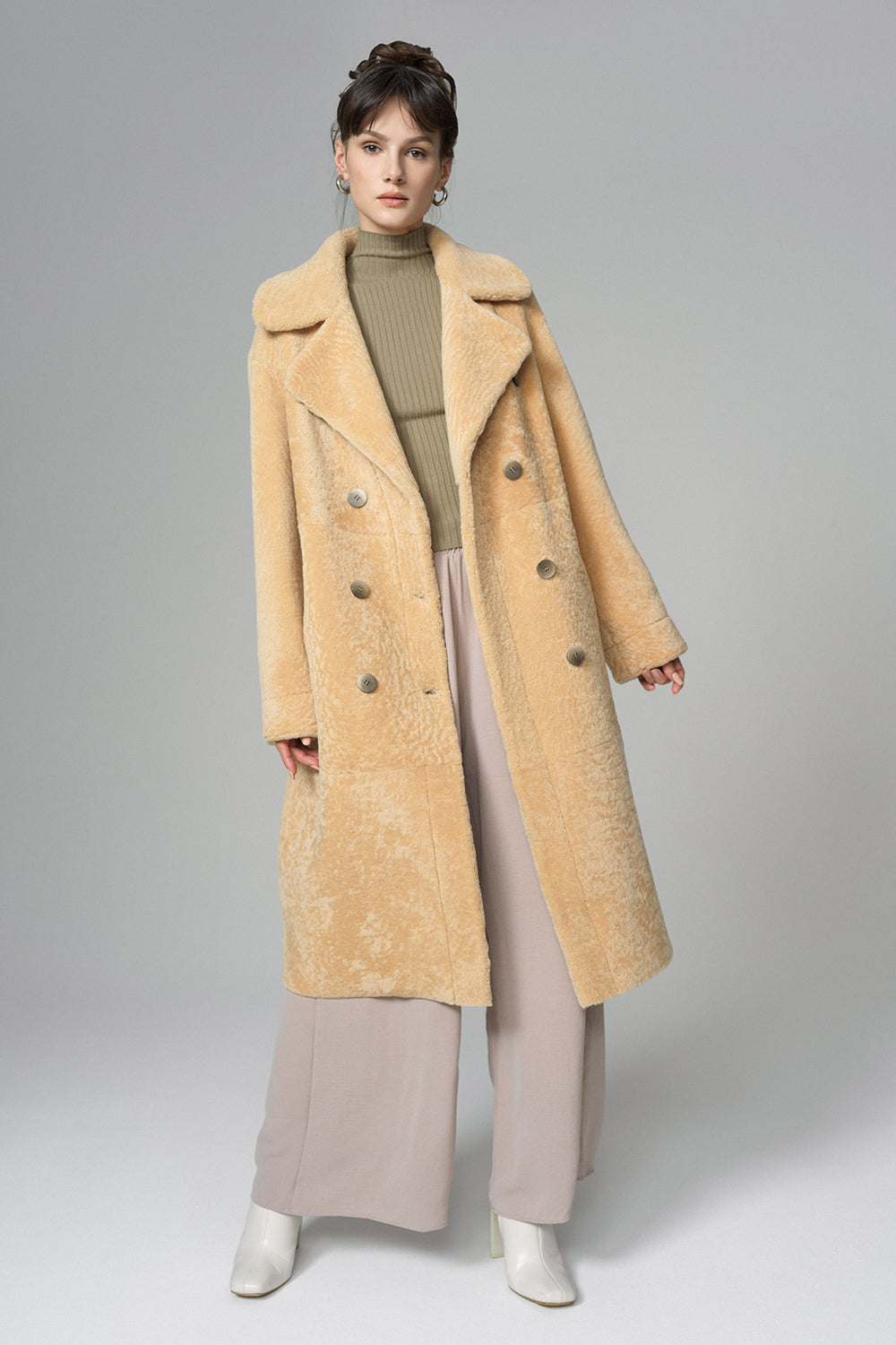 Yellow Reversible Genuine Sheepskin ﻿Maxi Coat-Fur Coats-Buy Me Fur Ltd-Yellow-XS-Genuine Lamb Fur-Urbanheer