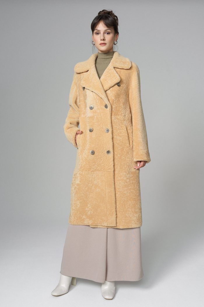Yellow Reversible Genuine Sheepskin ﻿Maxi Coat-Fur Coats-Buy Me Fur Ltd-Yellow-XS-Genuine Lamb Fur-Urbanheer