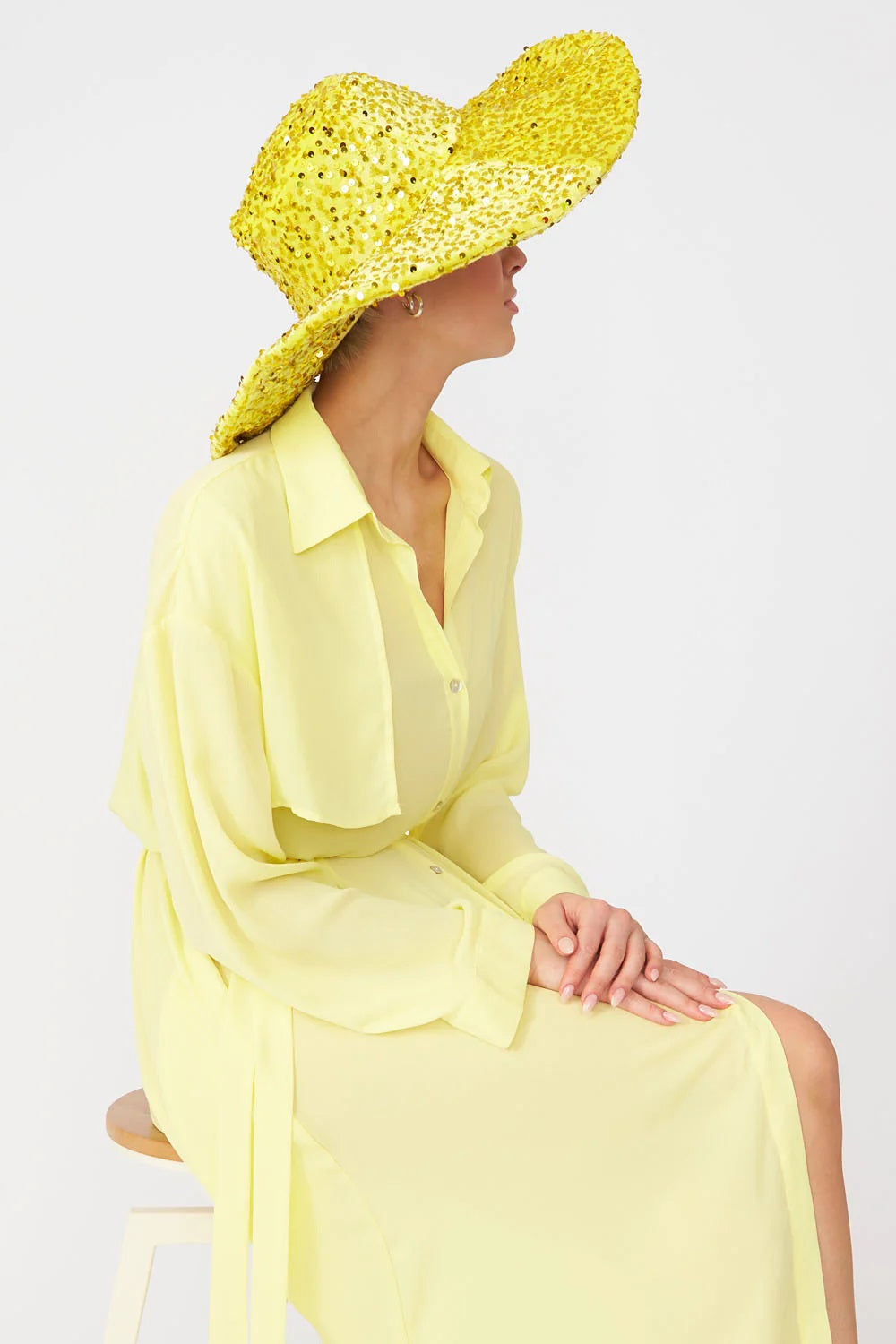 Yellow Sequin Handmade Flapper Hat-Hats-Buy Me Fur Ltd-One Size-Yelllow-Sequin-Urbanheer