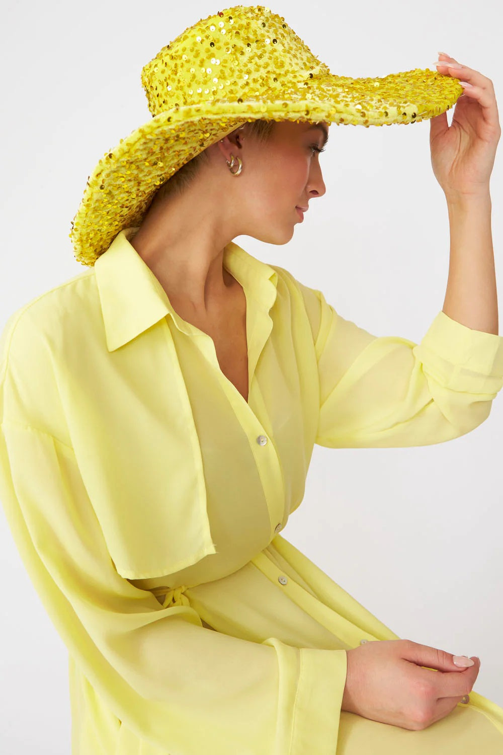 Yellow Sequin Handmade Flapper Hat-Hats-Buy Me Fur Ltd-One Size-Yelllow-Sequin-Urbanheer