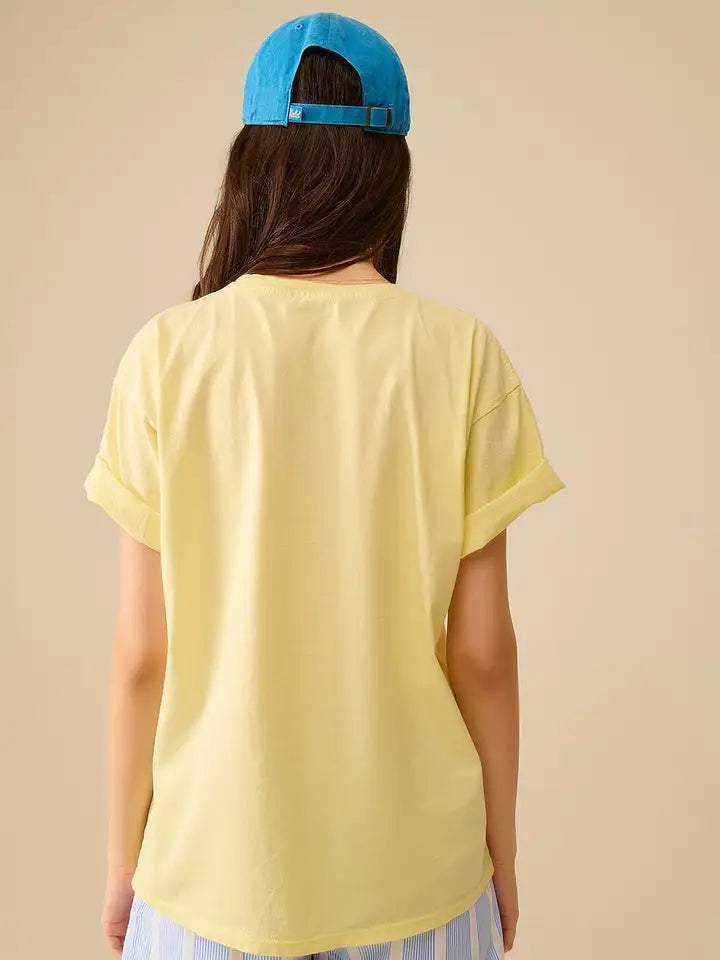 Yellow T-Shirt Made in Italy with A Vintage Girl Graphic-T-Shirt-Q2-OS-YELLOW-Urbanheer