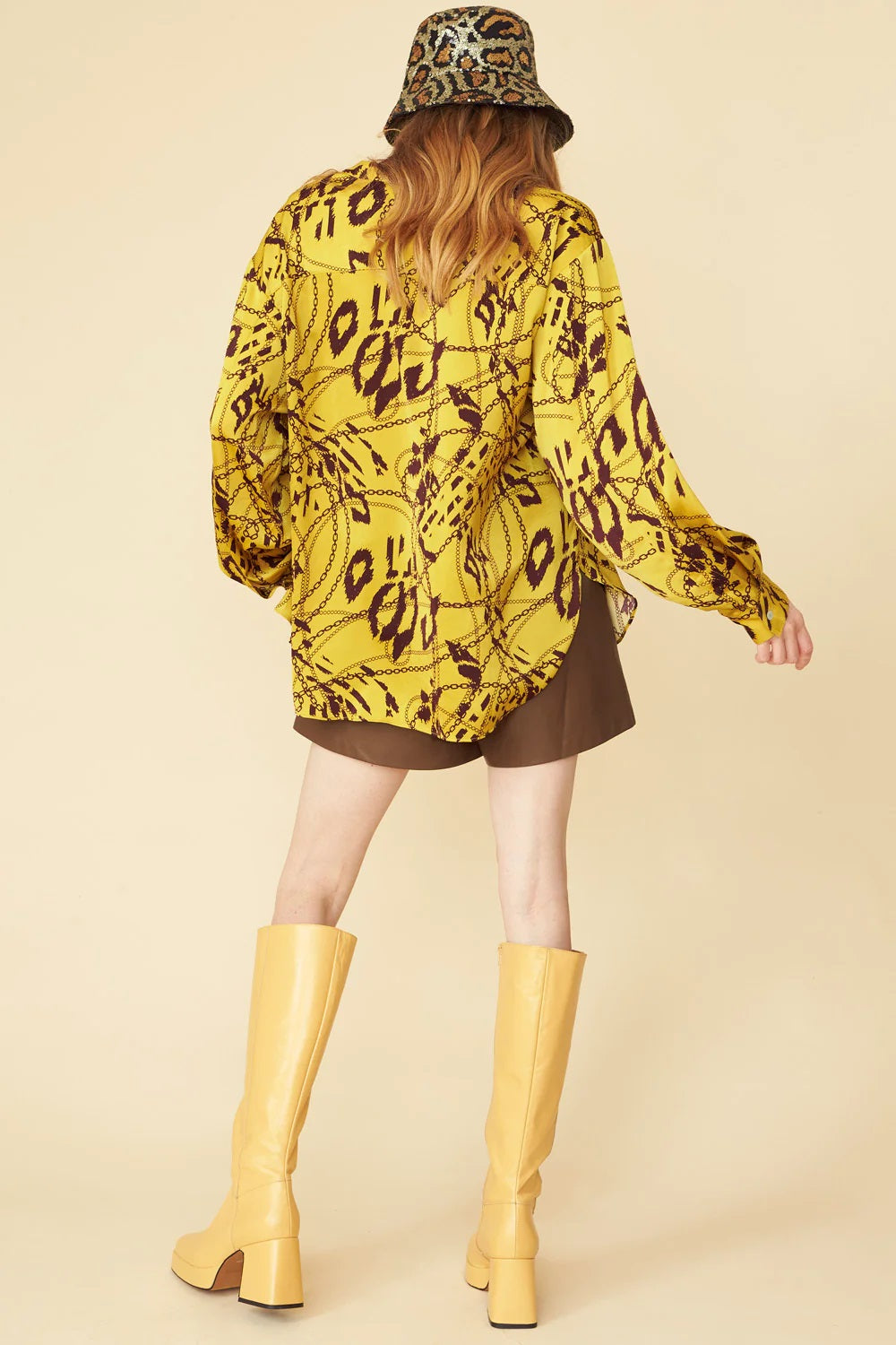Yellow Tencel Blend Lucky Chain Shirt-Tops-Buy Me Fur Ltd-S-M-Yellow-Tencel-Urbanheer
