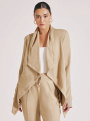Yolo Drape Front Jacket Irish Cream-Jacket-Blanc Noir-XS-Irish Cream-Urbanheer