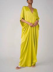 Yumi Satin Kaftan-Kaftan-Haveli-Free Size-Yellow-Urbanheer