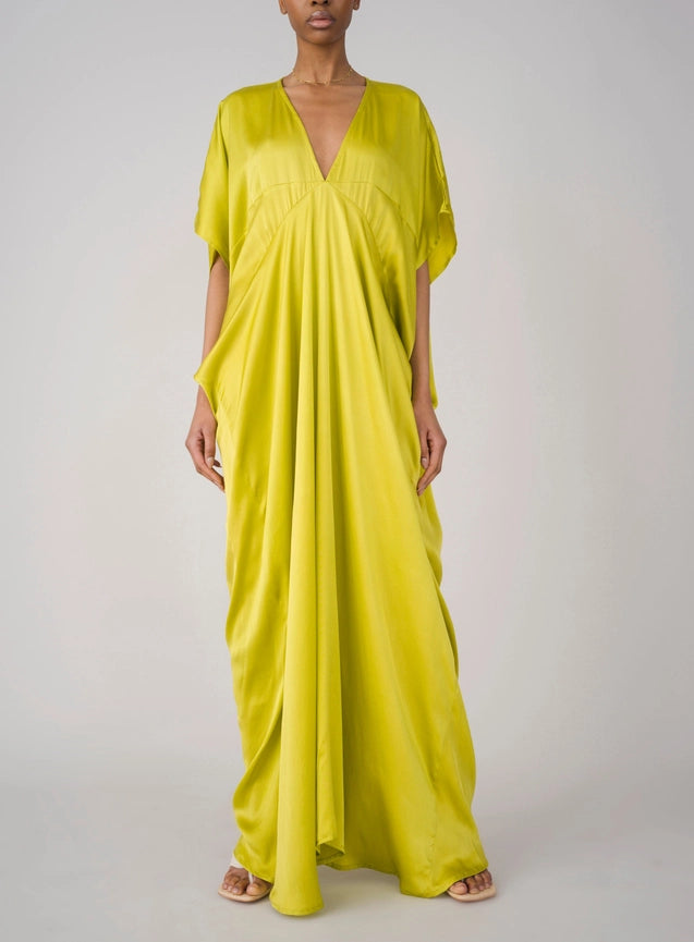 Yumi Satin Kaftan-Kaftan-Haveli-Free Size-Yellow-Urbanheer