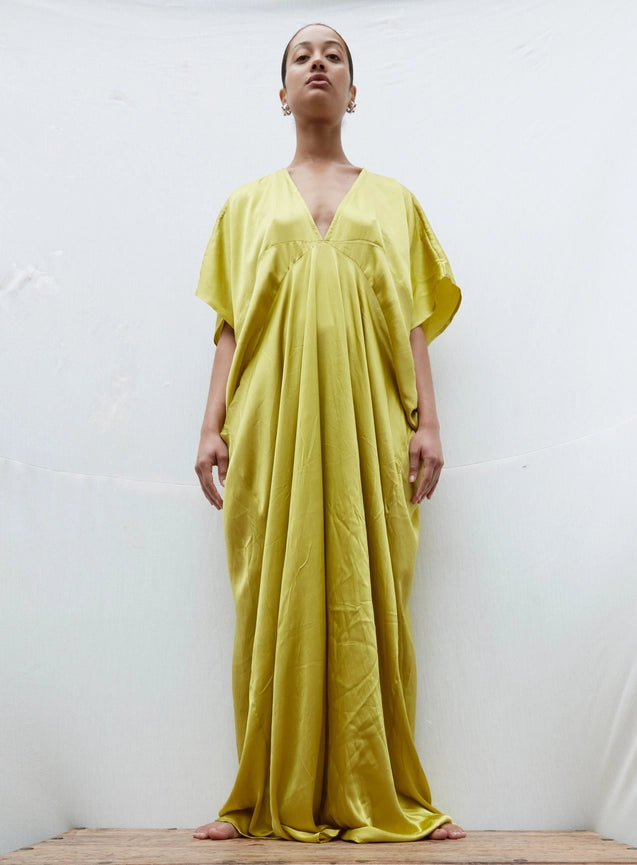 Yumi Satin Kaftan-Kaftan-Haveli-Free Size-Yellow-Urbanheer