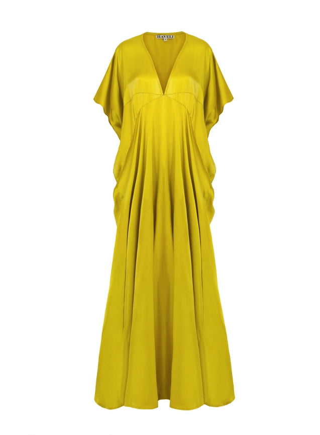 Yumi Satin Kaftan-Kaftan-Haveli-Free Size-Yellow-Urbanheer