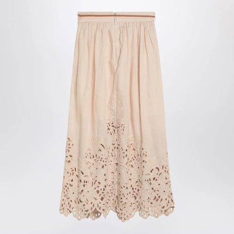 ZIMMERMANN Wylie cream colored midi skirt