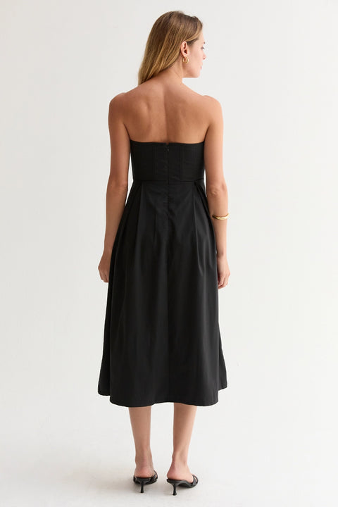 Zae V-Wire Modal Blend Midi Dress - Black