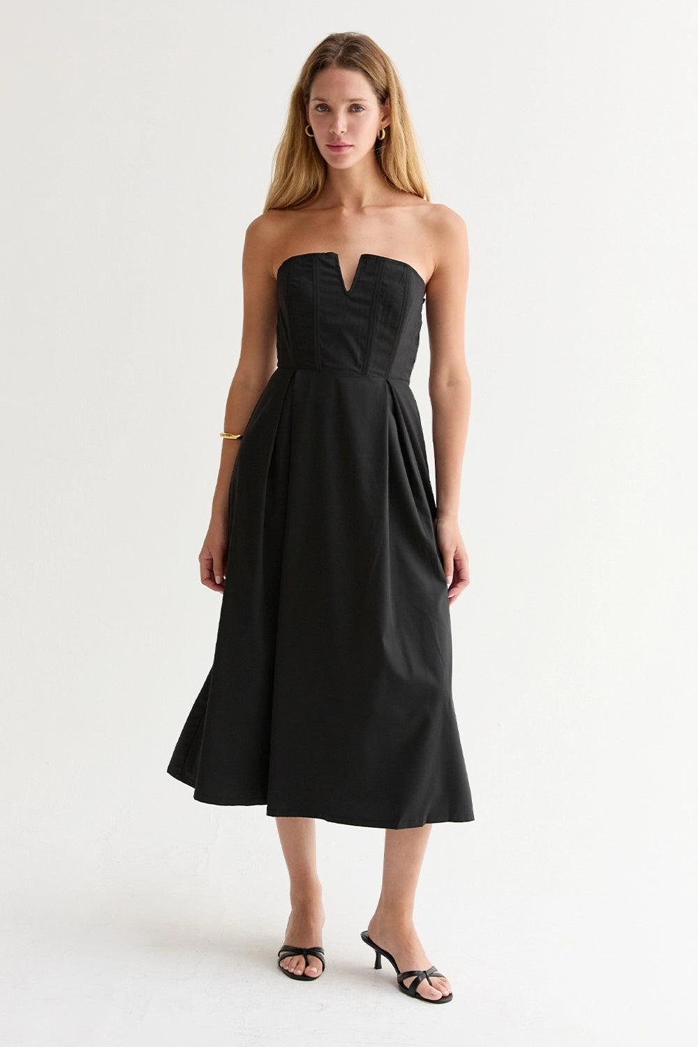 Zae V-Wire Modal Blend Midi Dress - Black
