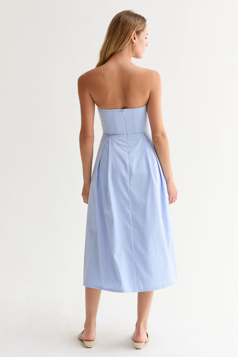 Zae V-Wire Modal Blend Midi Dress - Light Blue