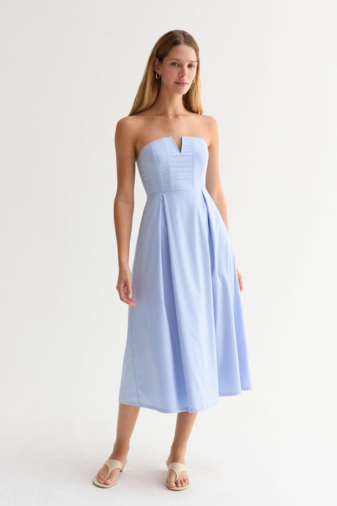 Zae V-Wire Modal Blend Midi Dress - Light Blue