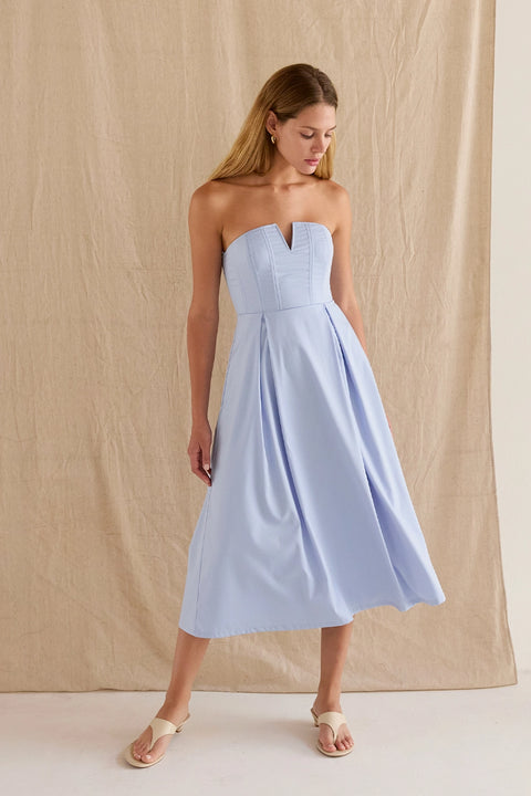 Zae V-Wire Modal Blend Midi Dress - Light Blue