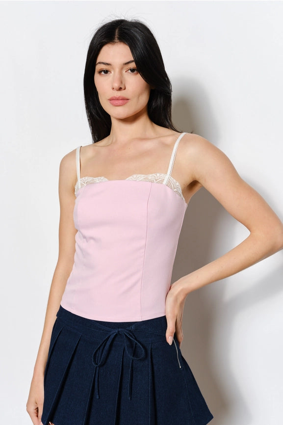 Zara Lace Peekboo Cami Top Pink-Top-Pretty Garbage-S-Pink-Urbanheer