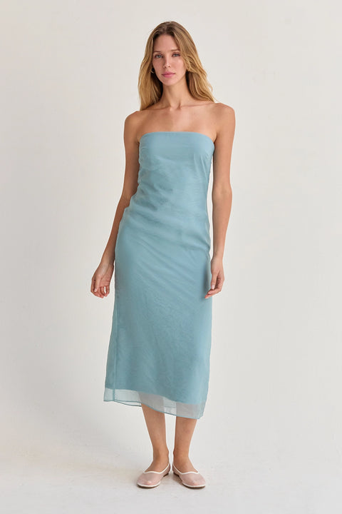 Zeah Organza Tube Midi Dress