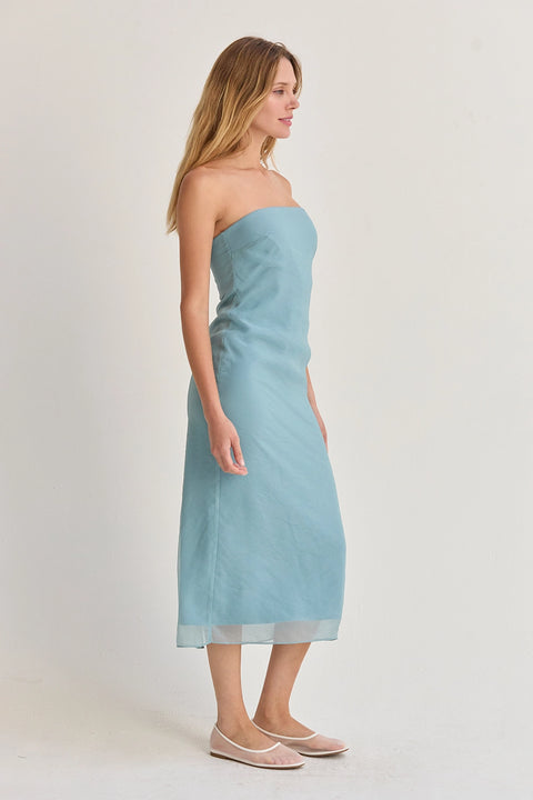 Zeah Organza Tube Midi Dress