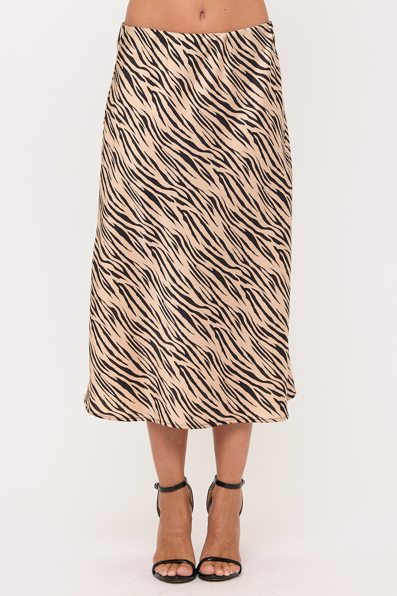 Zebra Print Midi Skirt-0