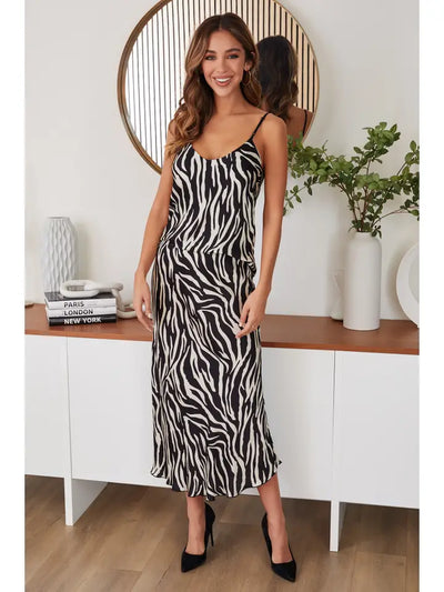 Zebra Print Silky Slip Skirt