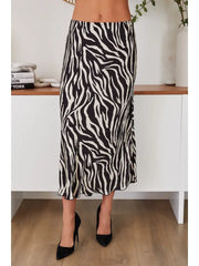 Zebra Print Silky Slip Skirt-Skirt-MILIO MILANO-XS-Black/Ivory-Urbanheer