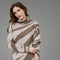 Zebra Print Turtleneck Long Sleeve Sweater Dress BROWN-Dress-Blu Pepper-S-BROWN-Urbanheer