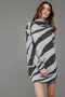 Zebra Print Turtleneck Long Sleeve Sweater Dress GREY-Dress-Blu Pepper-S-GREY-Urbanheer
