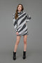 Zebra Print Turtleneck Long Sleeve Sweater Dress GREY-Dress-Blu Pepper-S-GREY-Urbanheer