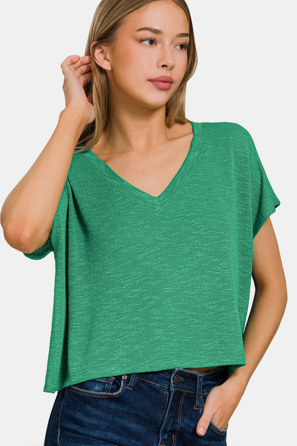 Zenana V-Neck Short Sleeve T-Shirt-Street 360-Green-S-Urbanheer