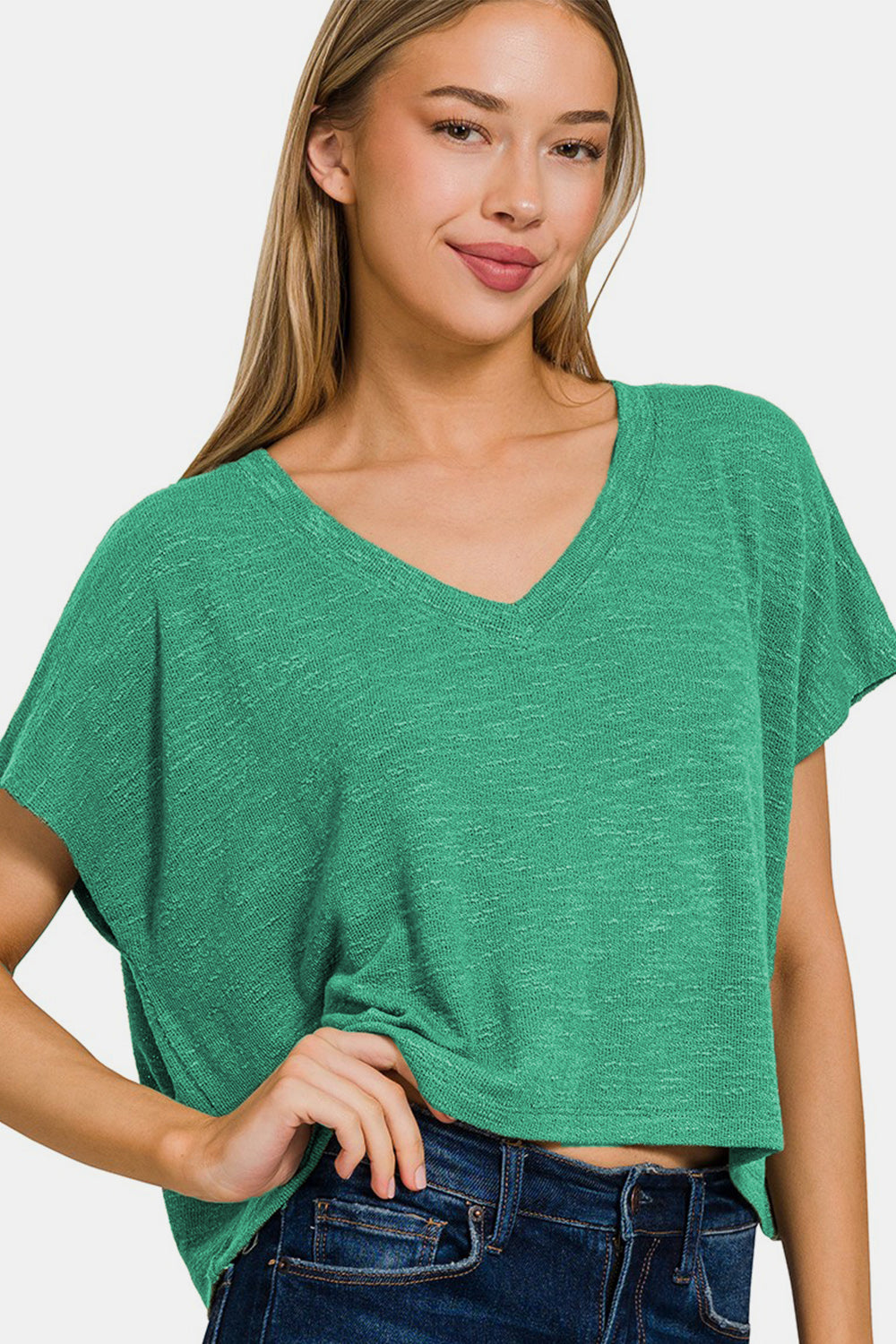 Zenana V-Neck Short Sleeve T-Shirt-Street 360-Green-S-Urbanheer