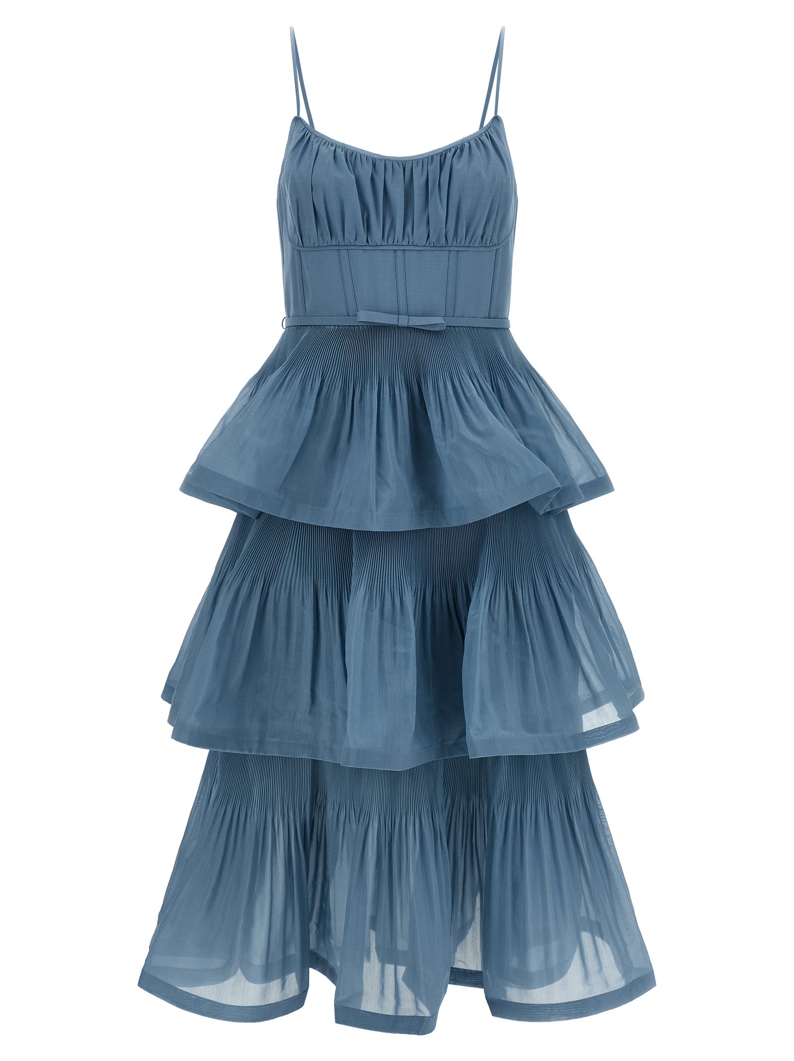 Zimmermann Pleated Tiered Midi Dress