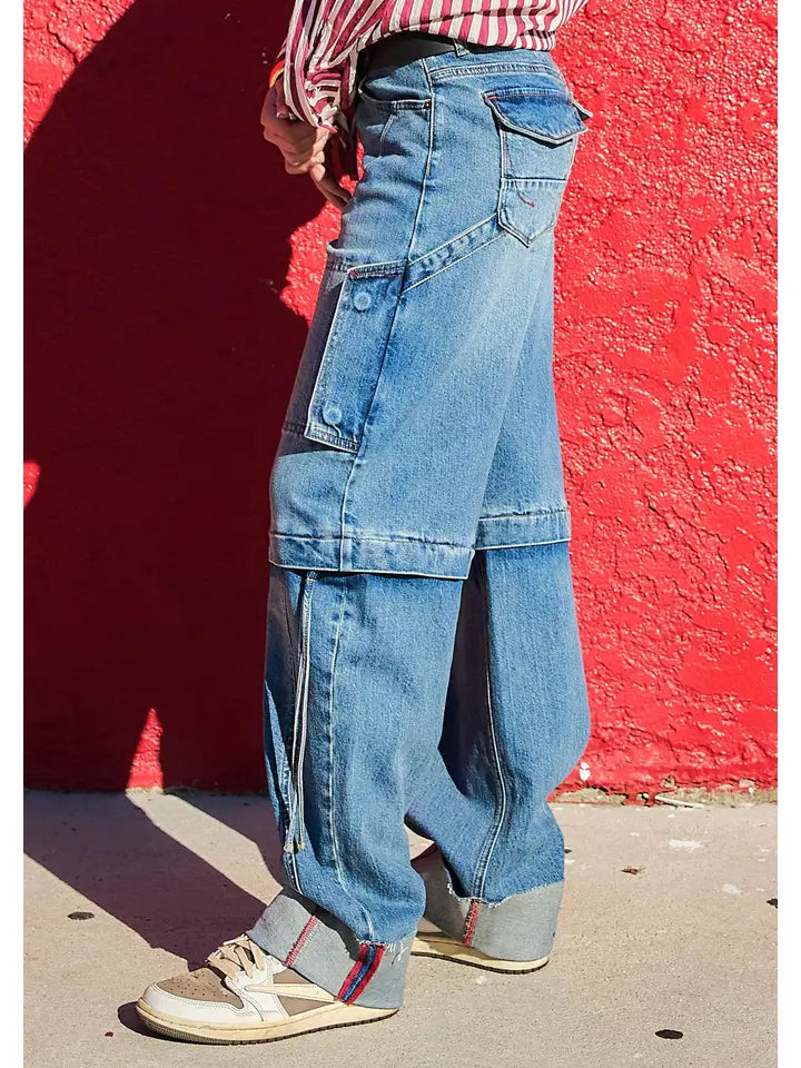 Zip Off Balloon Fit Utility Pants-Jeans-Vibrant M.i.U-XS-Medium Stone-Urbanheer