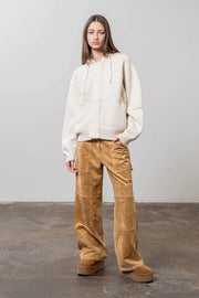 Zip Up Hooded Knit Sweater-Sweater-Moon River-XS-IVORY-Urbanheer