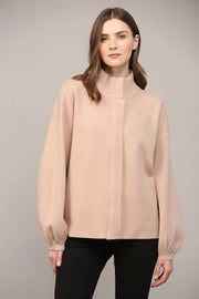 Zip Up Mock Neck Sweater Jacket TAUPE-Jacket-FATE-S-TAUPE-Urbanheer