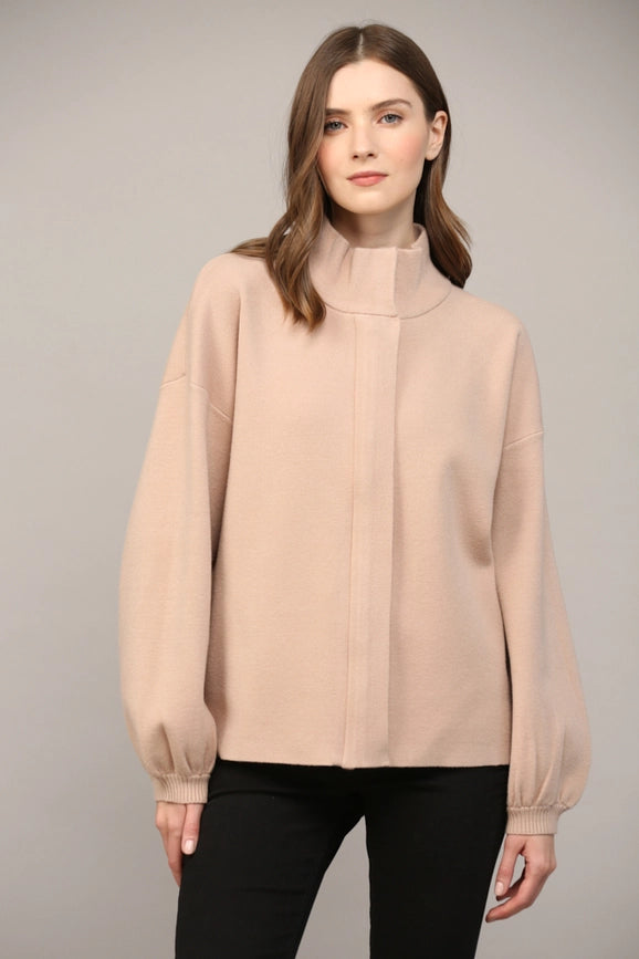 Zip Up Mock Neck Sweater Jacket TAUPE-Jacket-FATE-S-TAUPE-Urbanheer