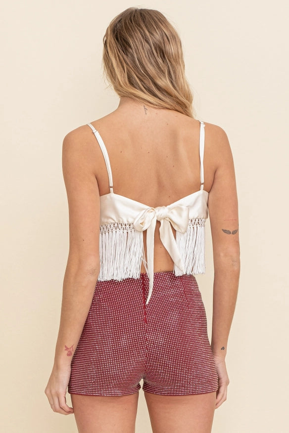 Women'S Strapless Fringe Top Ivory-TOP-Cloud Ten-Ivory-S-Urbanheer