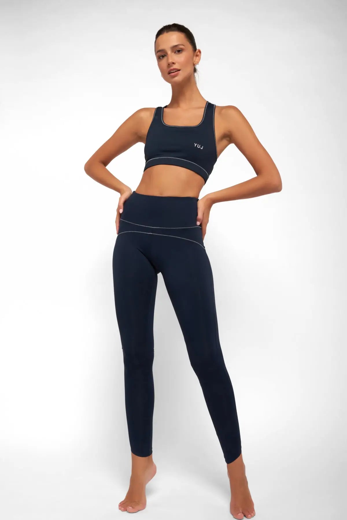 Anahata Navy/Silver Bra-Clothing - Women-Yuj Paris-XS-Khaki with gold stitching-Urbanheer