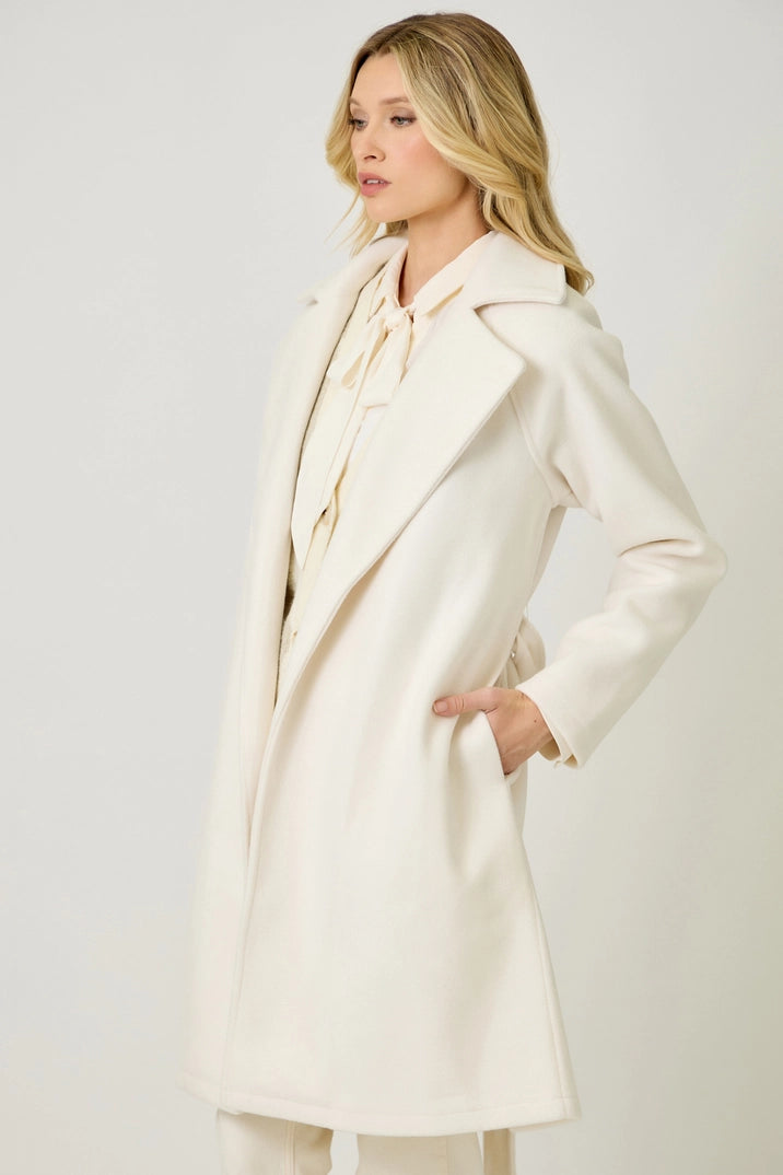 Lapel Collar Robe Coat  Snow White