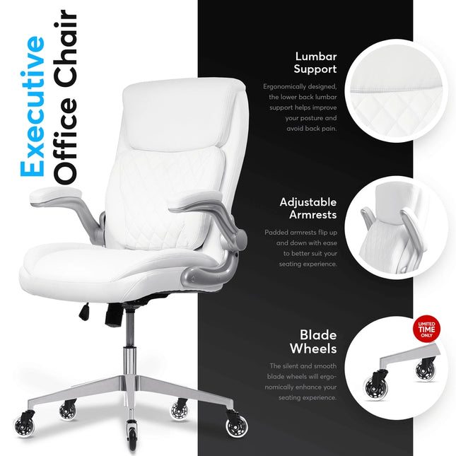Ergoace Executive Ergonomic Office Chair White-Office Chairs-Oline-White-Urbanheer