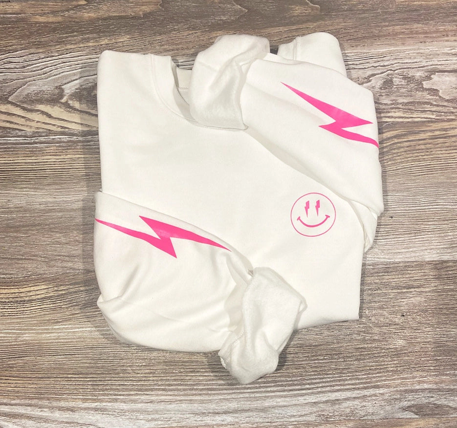 Lightning Bolt Smiley Face Crewneck Sweatshirt-Sweatshirt-Lifestyle Outpost-S-Urbanheer
