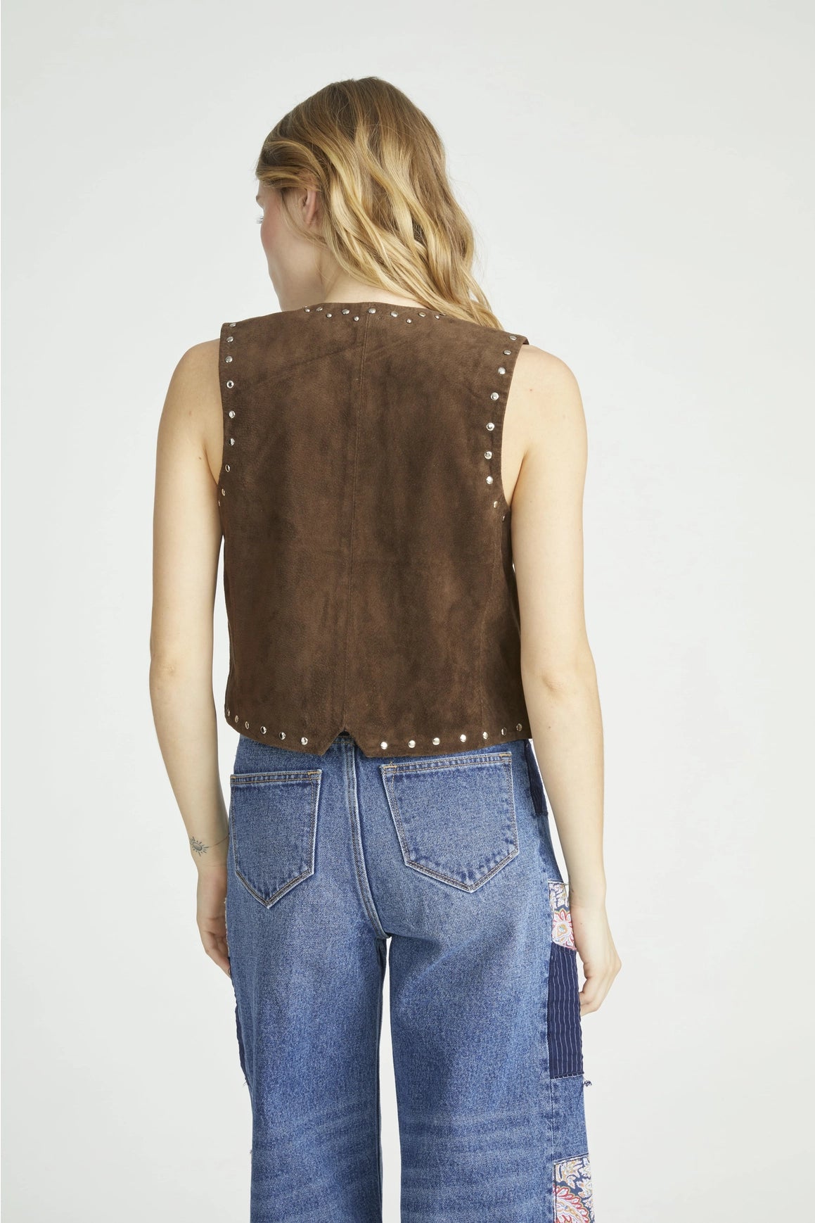 Chocolate Suede Studded Vest-Clothing - Women-Driftwood-XS-Urbanheer