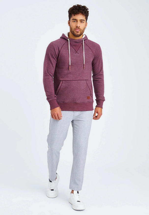 Men'S Hoodie Hood Bordeaux Melange-Hoodie-Leif Nelson GmbH-S-Urbanheer