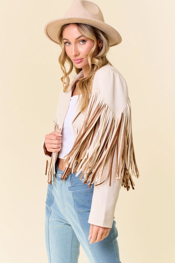 Cream Multi Color Fringe Open Front Jacket-Jacket-Saints & Hearts-S-Urbanheer