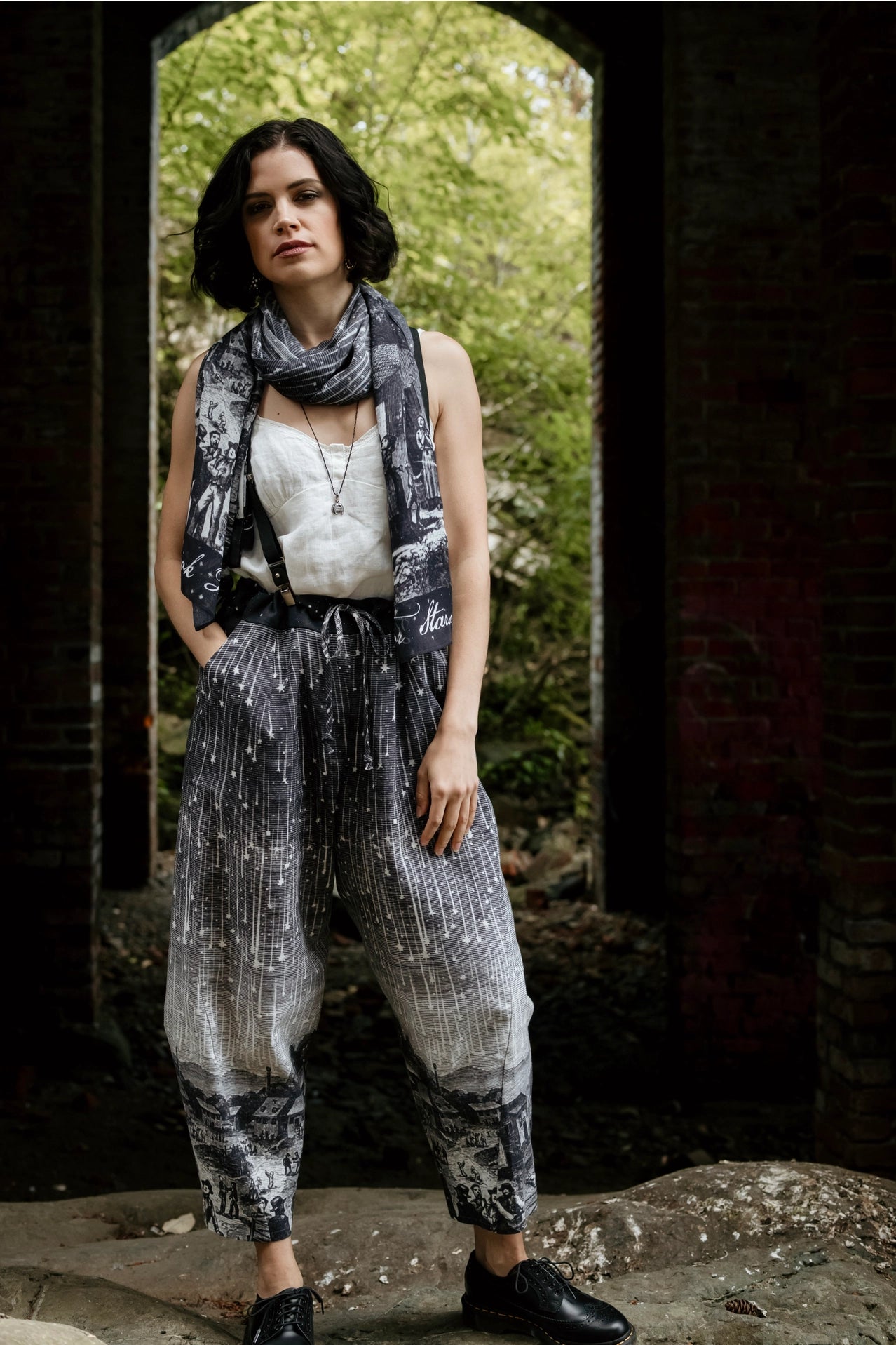 Stargazer Bohemian Scarf with Falling Stars