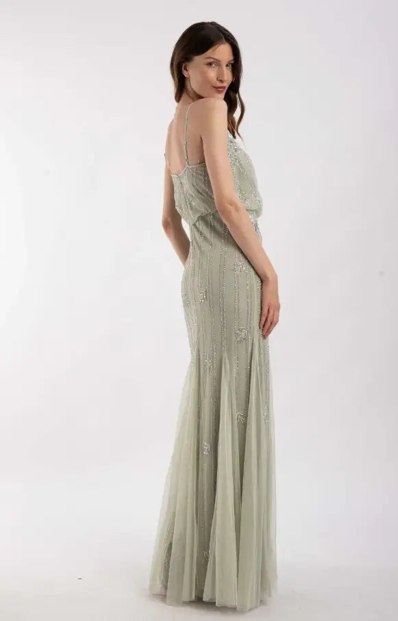 Keeva Maxi Dress - Pale Aqua-lace and beads-6-Urbanheer