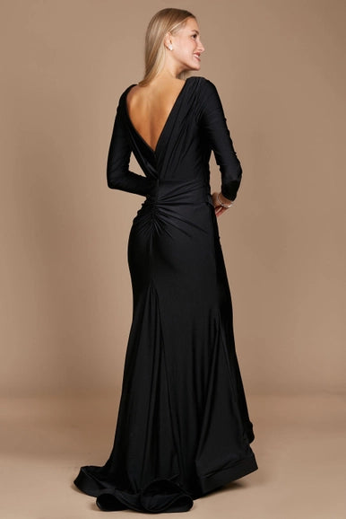 Dylan & Davids Long Sleeve Formal Evening Dress Black-Dylan & Davids-Black-4-Urbanheer